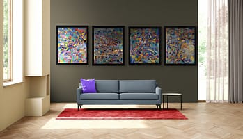 paintings hanging in room